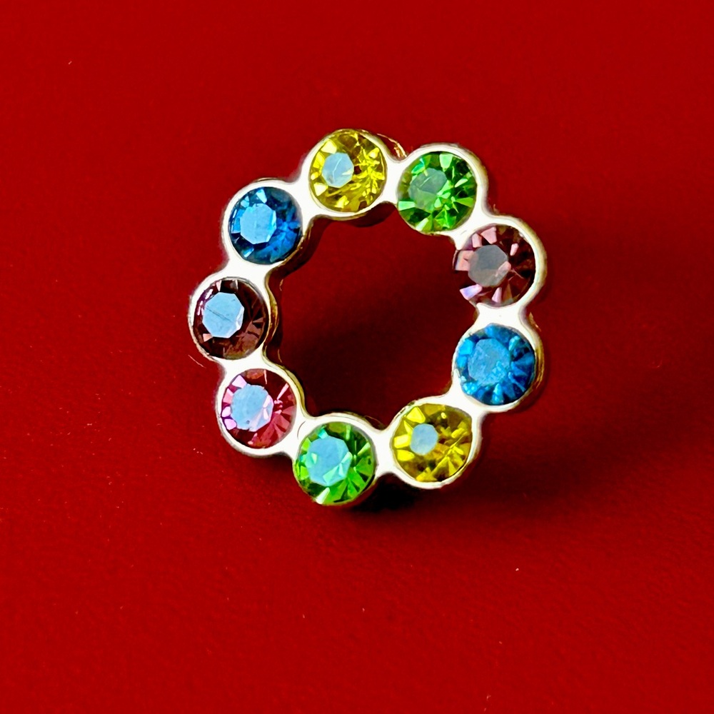 Post earrings, multi-colored stones.